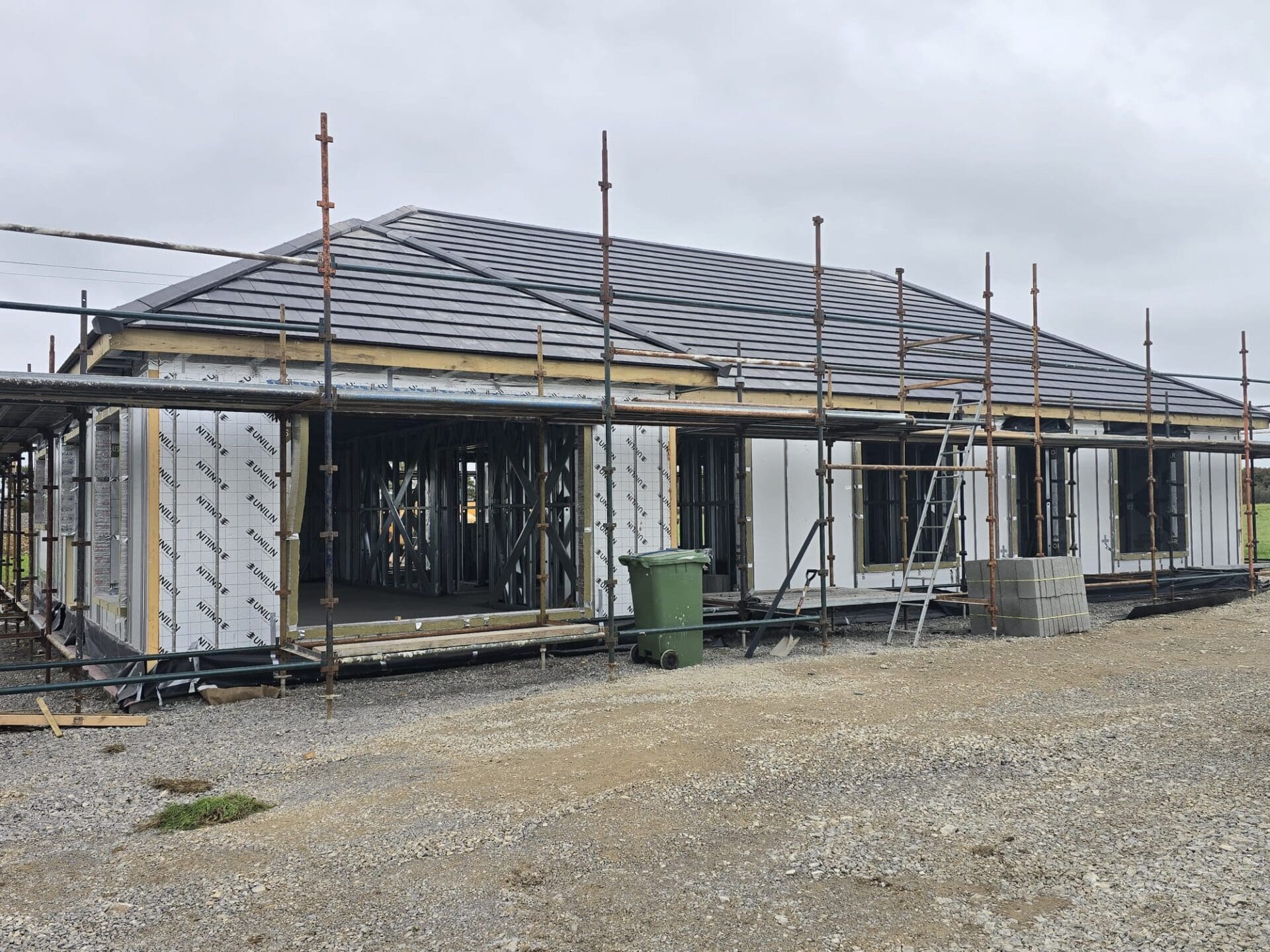Steel structure bungalow showcasing PIR insulated wall and roof sections