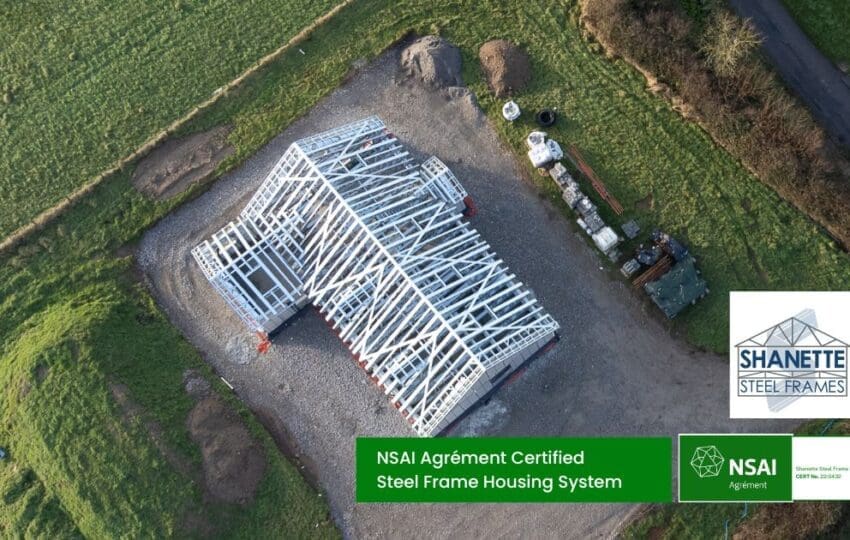 NSAI Agrément Certified steel frame housing system manufactured by Shanette Steel Frames in Ireland